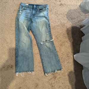 GAP Light Blue Distressed Straight Leg Jeans